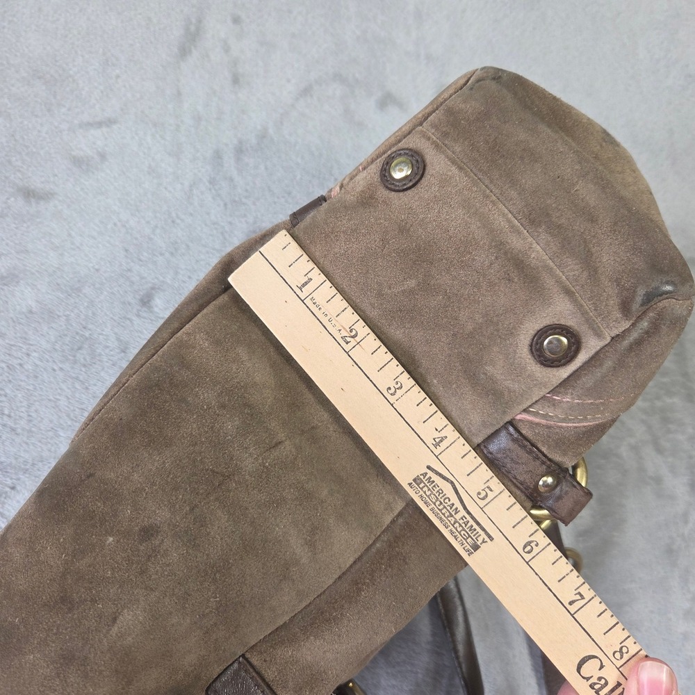 Coach Hampton Brown Suede Buckle Tote Bag F06Q-10332 Brass Y2k Minimalist Preppy - Picture 8 of 8